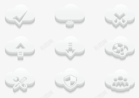 白色3D立体云端技术商务图标图标