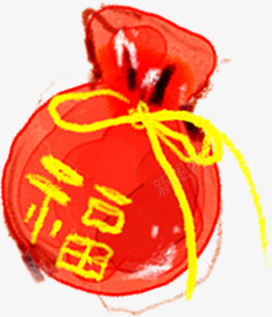 手绘红色水彩福袋png免抠素材_新图网 https://ixintu.com 水彩 红色