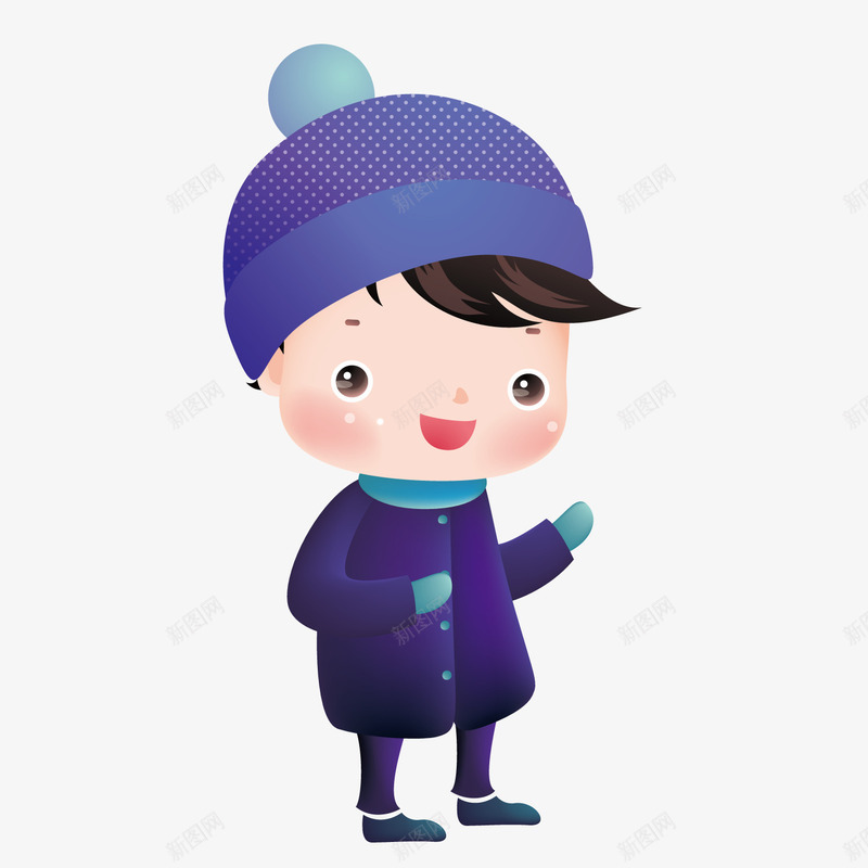 戴帽子的男孩矢量图ai免抠素材_新图网 https://ixintu.com 冬天 寒冷 帽子 矢量图