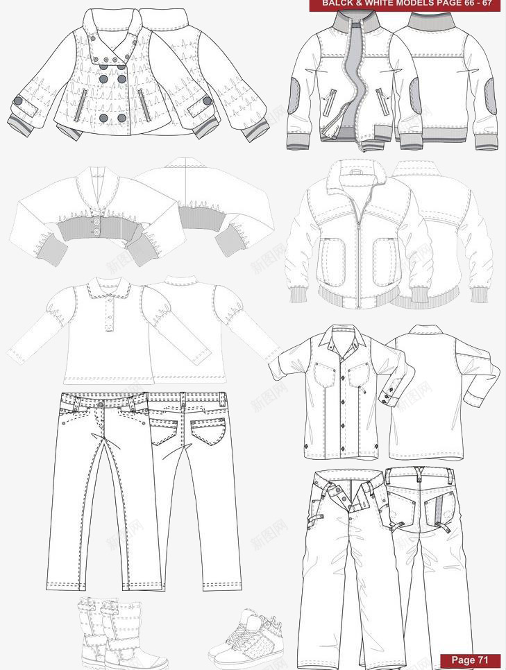 儿童秋装png免抠素材_新图网 https://ixintu.com 外套 服装设计图 款式图 版型 版式 童装