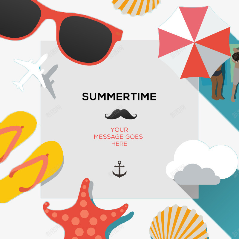 创意夏日度假背景png免抠素材_新图网 https://ixintu.com 免费png 夏日 度假 日光浴 海星 贝壳