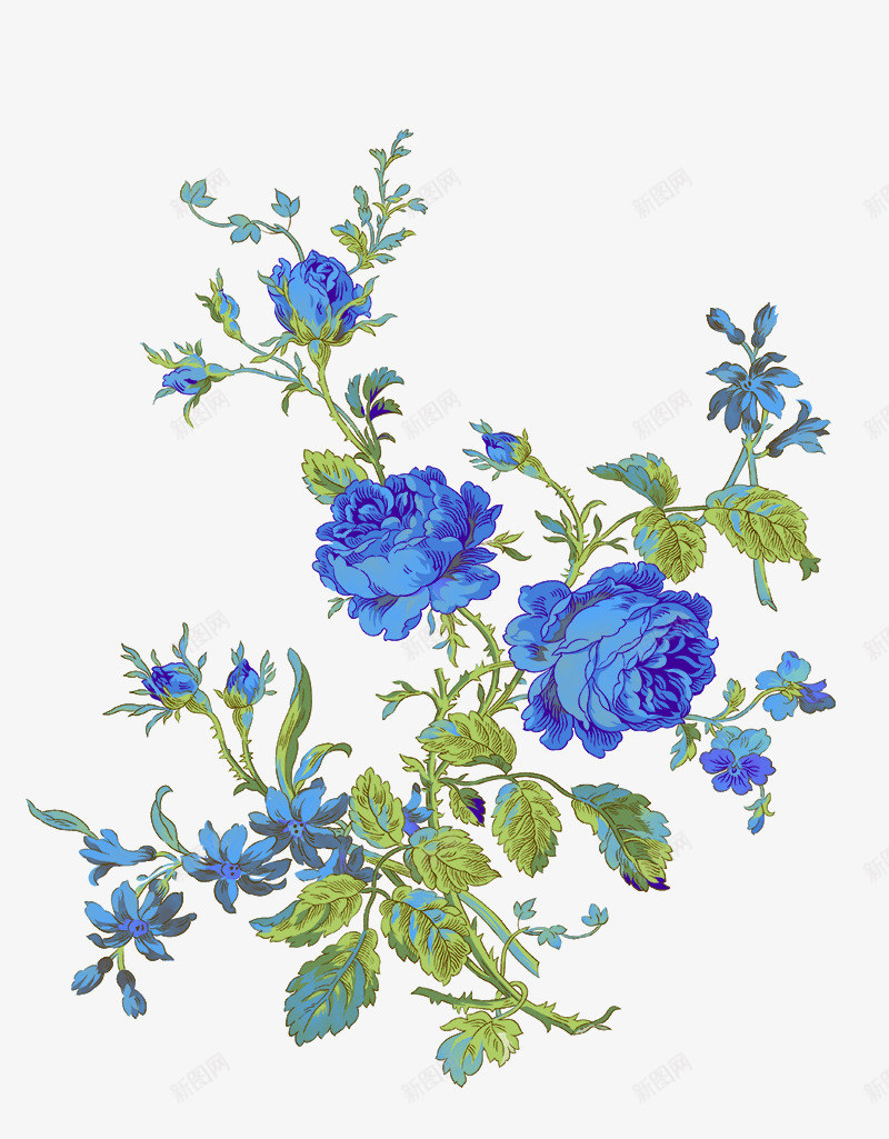 古典风格蓝色花朵png免抠素材_新图网 https://ixintu.com png素材 古典风格 蓝色花朵