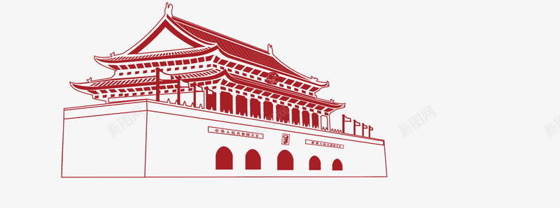 天安门简洁线条画png免抠素材_新图网 https://ixintu.com 剪影 天安门 简洁 线条