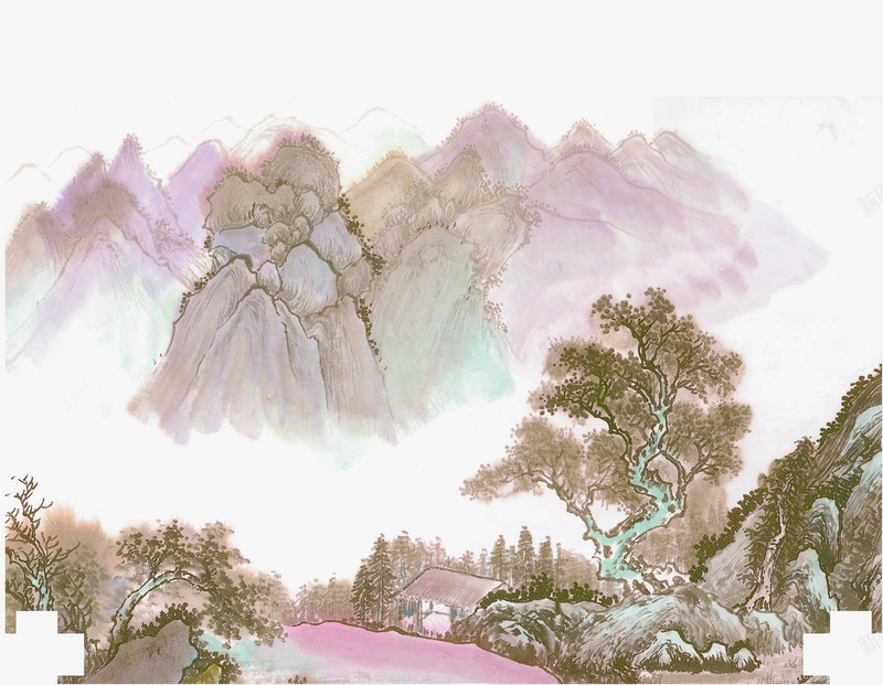 中式风格水墨画背景png免抠素材_新图网 https://ixintu.com 中国传统文化品茶图 中国风 中式风格水墨画背景 中式风格迎客松 山水画背景 毛笔水墨素材