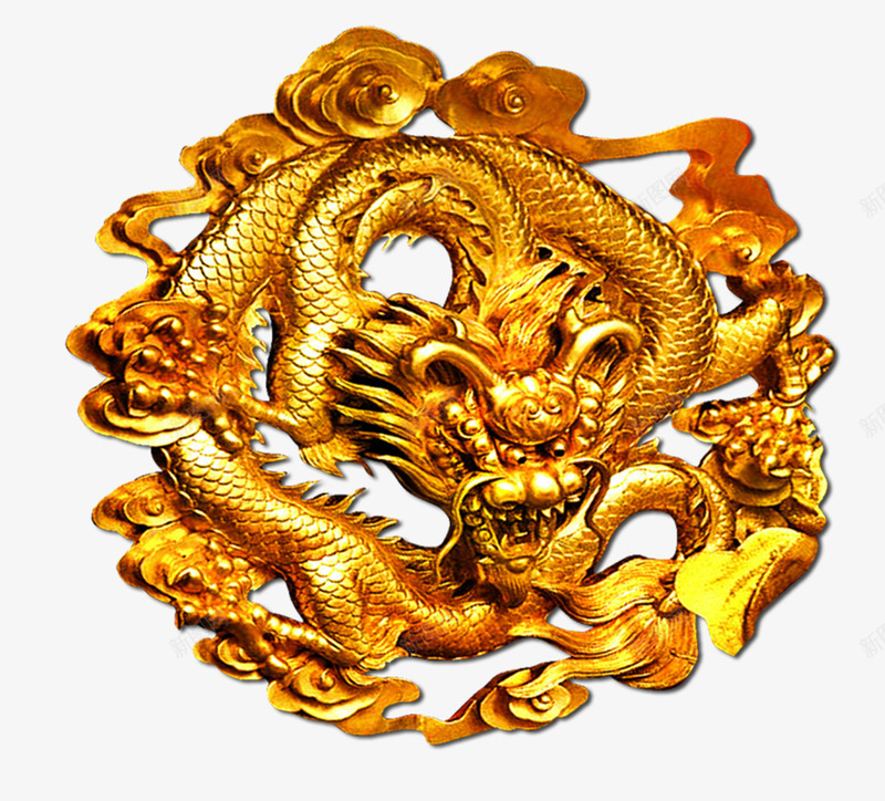 华丽精致的金龙图标psd_新图网 https://ixintu.com 中国风 免抠 免抠图 华丽 金色 金龙 金龙图案 飞龙 龙的LOGO