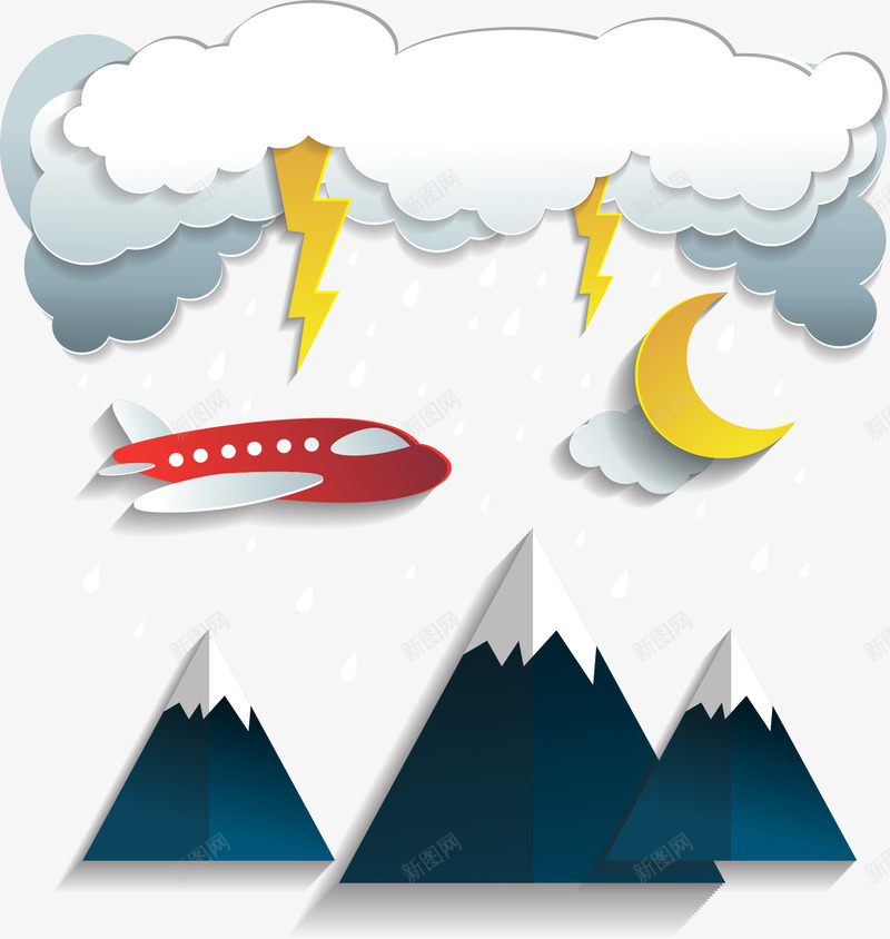 雷雨天气飞行png免抠素材_新图网 https://ixintu.com 天气恶劣 客机飞行 矢量素材 雷雨 雷雨天气