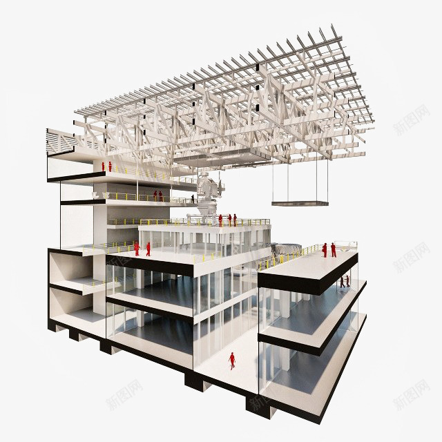 商用建筑剖面透视效果图png免抠素材_新图网 https://ixintu.com 公司环境 写字楼 剖面图 商务场景 商务楼 建筑 建筑设计 房地产 楼房 透视图