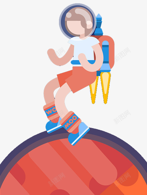 卡通太空人png免抠素材_新图网 https://ixintu.com 创意 卡通 太空人 飞行器