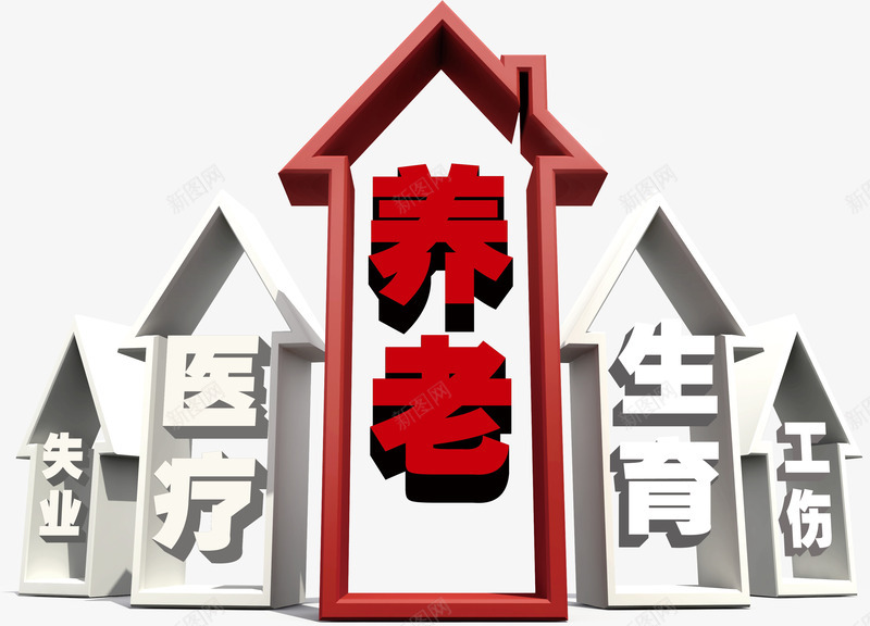 保险五险工作png免抠素材_新图网 https://ixintu.com 保险 养老 工作 社保