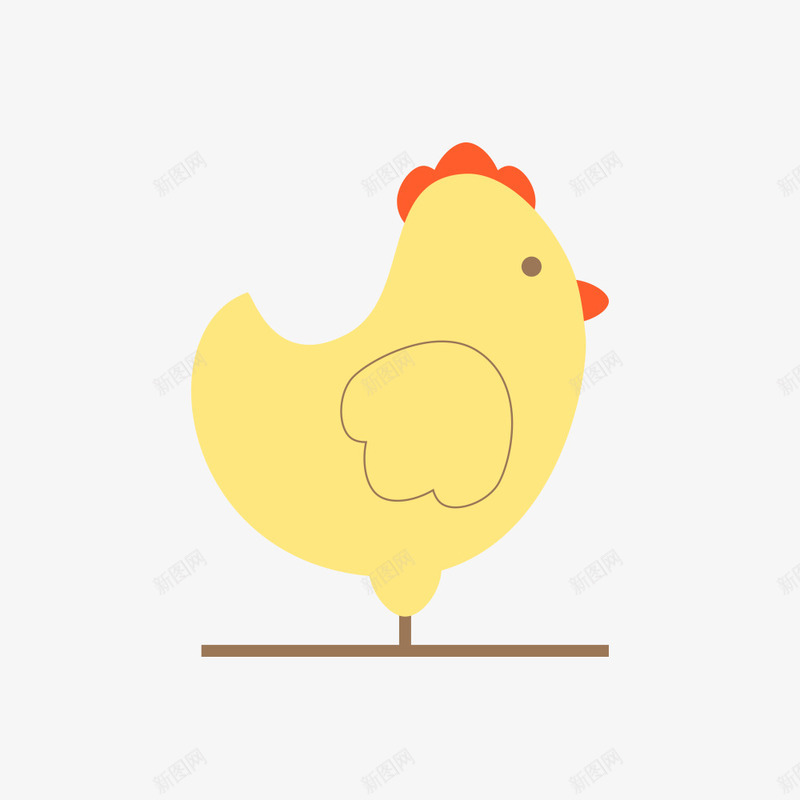 卡通鸡简笔画png免抠素材_新图网 https://ixintu.com 动物 卡通 可爱 家禽 插画 暖色 红冠 萌 鸡 鸡简笔