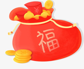 红色钱袋福袋png免抠素材_新图网 https://ixintu.com 红色 设计 钱袋