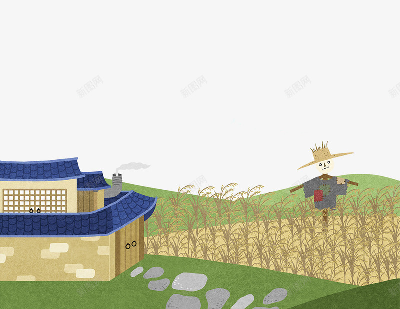 插图乡村农地稻草人png免抠素材_新图网 https://ixintu.com 农地 农地种植 农民的土地 农用地 农田 土地 插图乡村农地稻草人