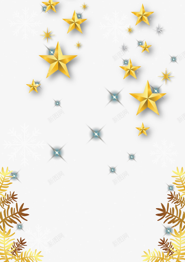 星星背景矢量图ai免抠素材_新图网 https://ixintu.com 元旦 发光 矢量图 装饰 金叶子 金星 金星星 金色