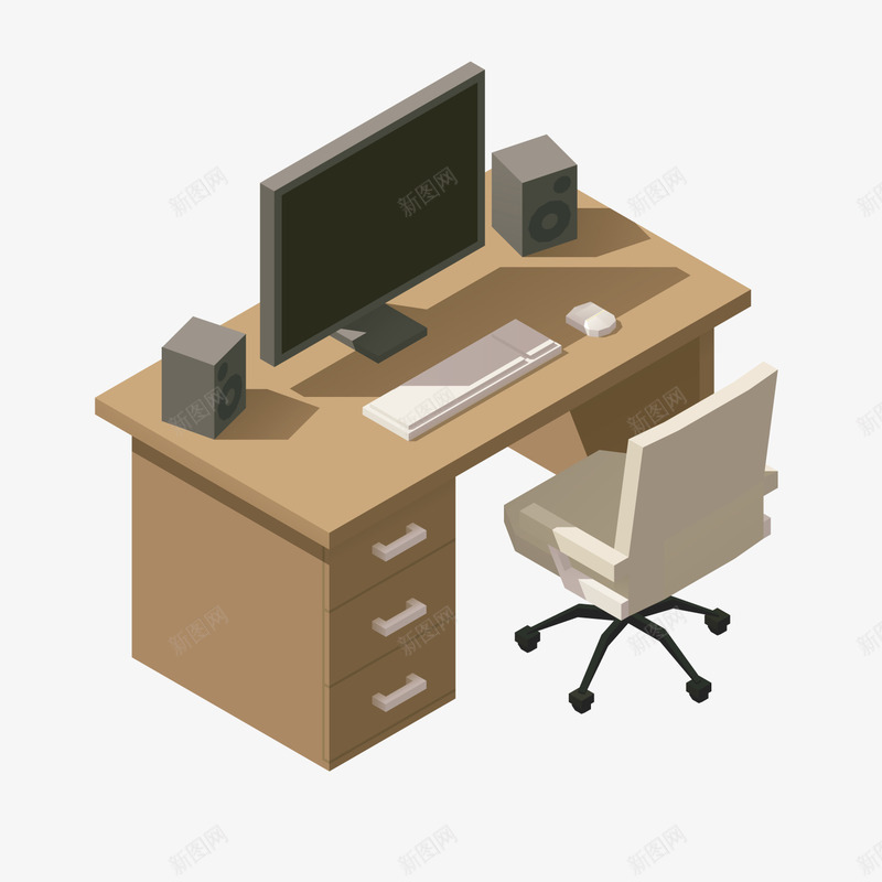 灰色立体电脑桌家居装饰元素矢量图ai免抠素材_新图网 https://ixintu.com 光泽 卡通 家居 座椅 投影 桌面 灰色 立体 装饰 矢量图