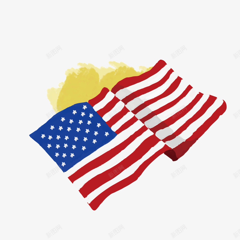 手绘美国旗帜png免抠素材_新图网 https://ixintu.com 手绘旗帜 水彩绘 美国旗帜 背景装饰