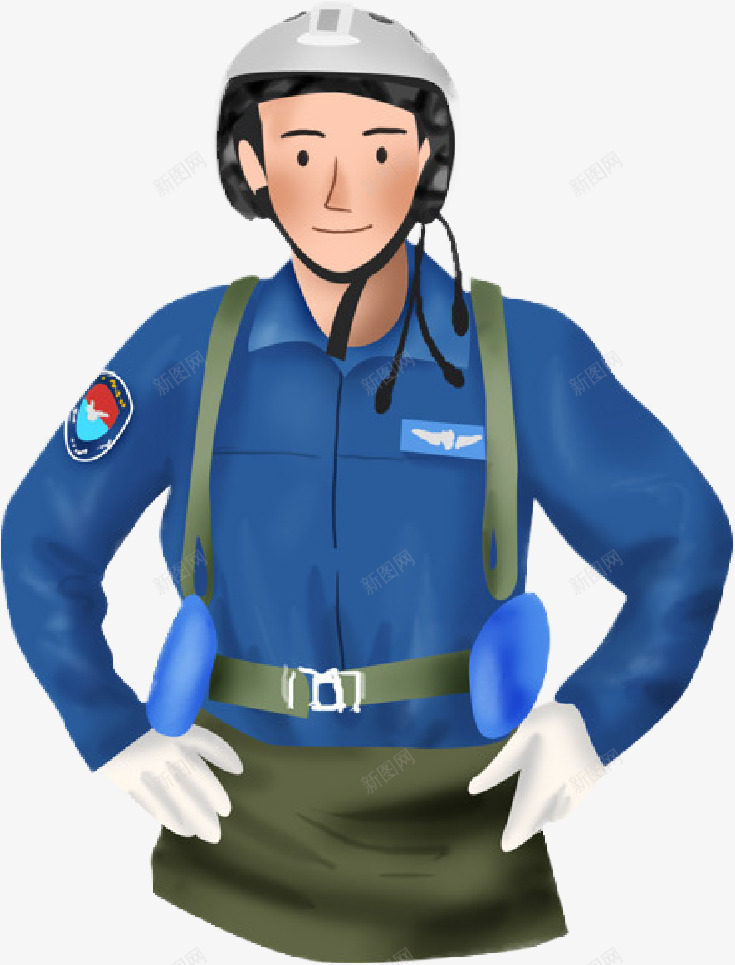 手绘空军飞行员png免抠素材_新图网 https://ixintu.com 手绘 空军 节日 飞行员