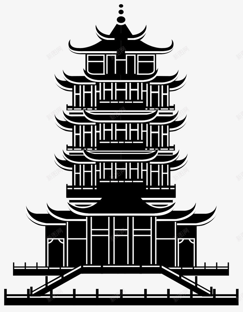 中国建筑黄鹤楼png免抠素材_新图网 https://ixintu.com 中国古建筑 黑色