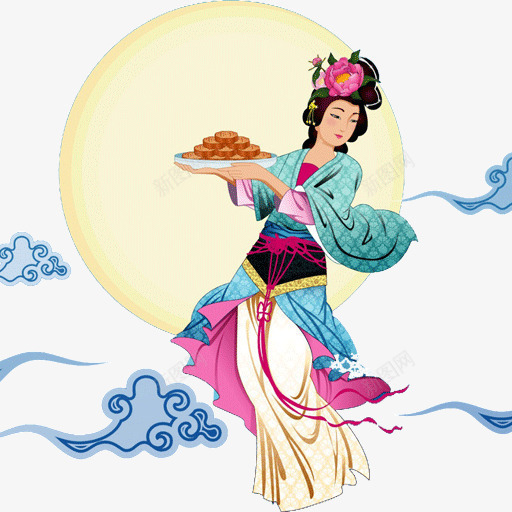 中秋节元素嫦娥奔月png免抠素材_新图网 https://ixintu.com 中元节 中秋节元素嫦娥奔月 中秋节包装素材 八月十五