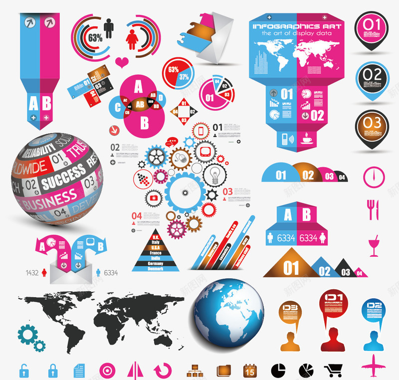 ppt图表元素矢量图eps免抠素材_新图网 https://ixintu.com 免费png图片 分类标签 商务 图表 数据分析 矢量图