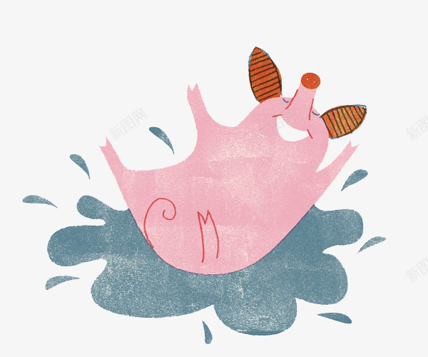 创意卡通开心的猪插图png免抠素材_新图网 https://ixintu.com 创意卡通开心的猪插图 插图设计 猪插画 躺在地上的猪
