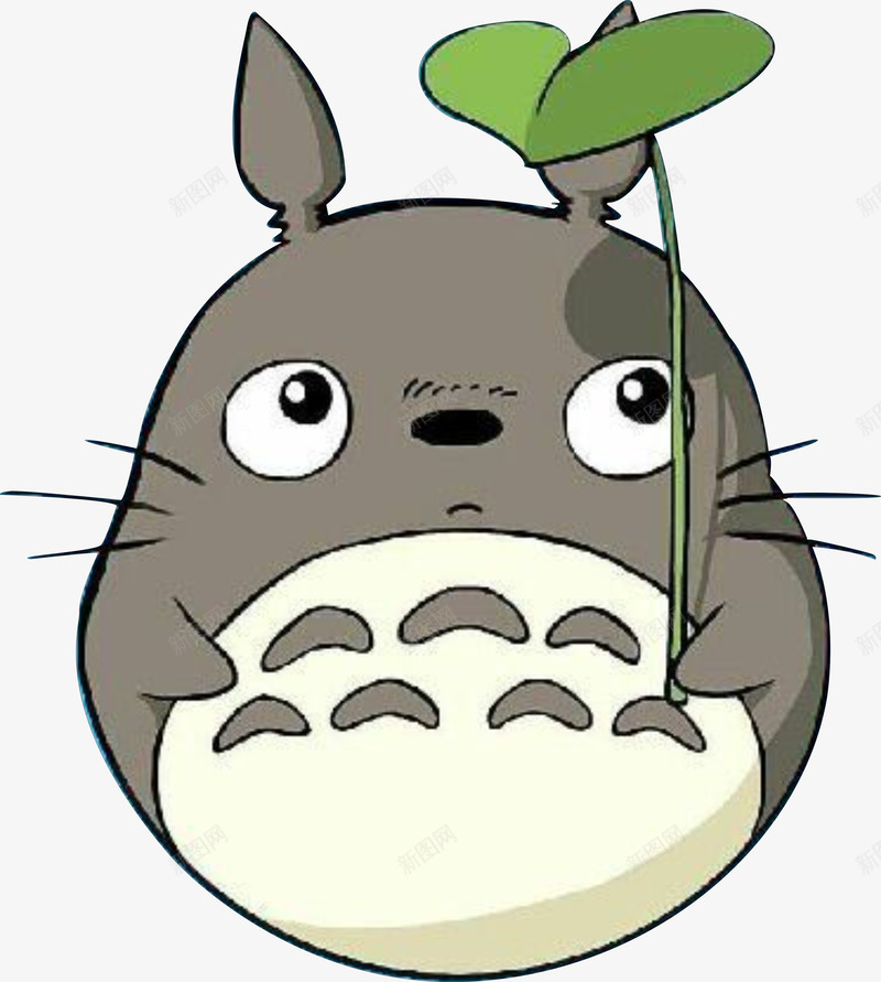卡通大龙猫可爱树叶猫png免抠素材_新图网 https://ixintu.com 卡通 可爱 大龙猫 树叶猫 遮雨