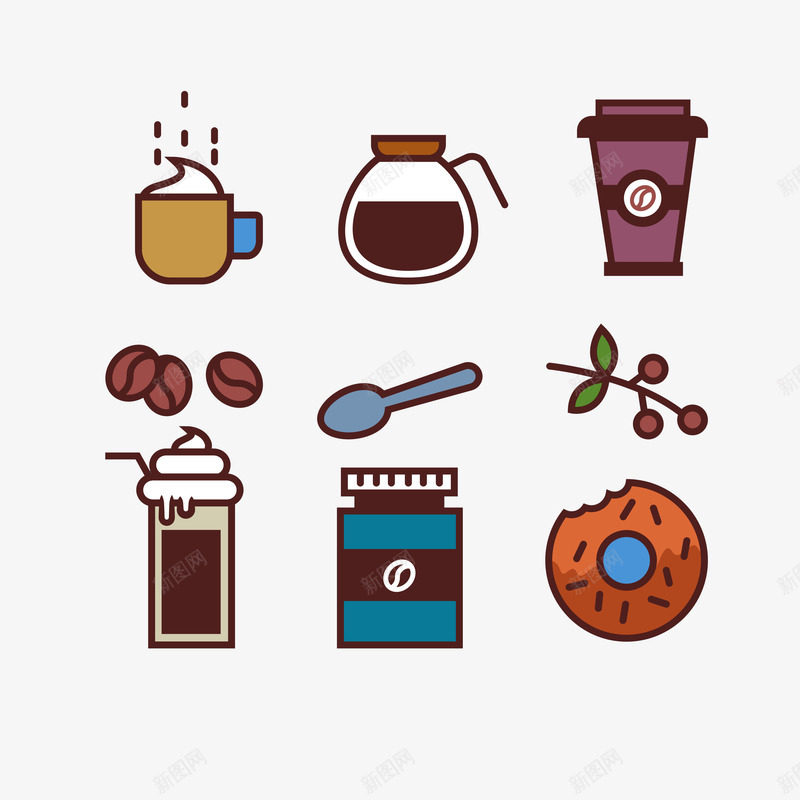 可爱饮品甜品背景图psd免抠素材_新图网 https://ixintu.com 可爱 咖啡 咖啡豆 手绘 甜甜圈 饮品