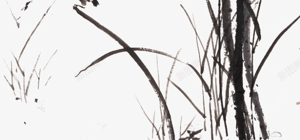 水墨荷花图案png免抠素材_新图网 https://ixintu.com 水墨画 花骨朵 荷叶 荷花