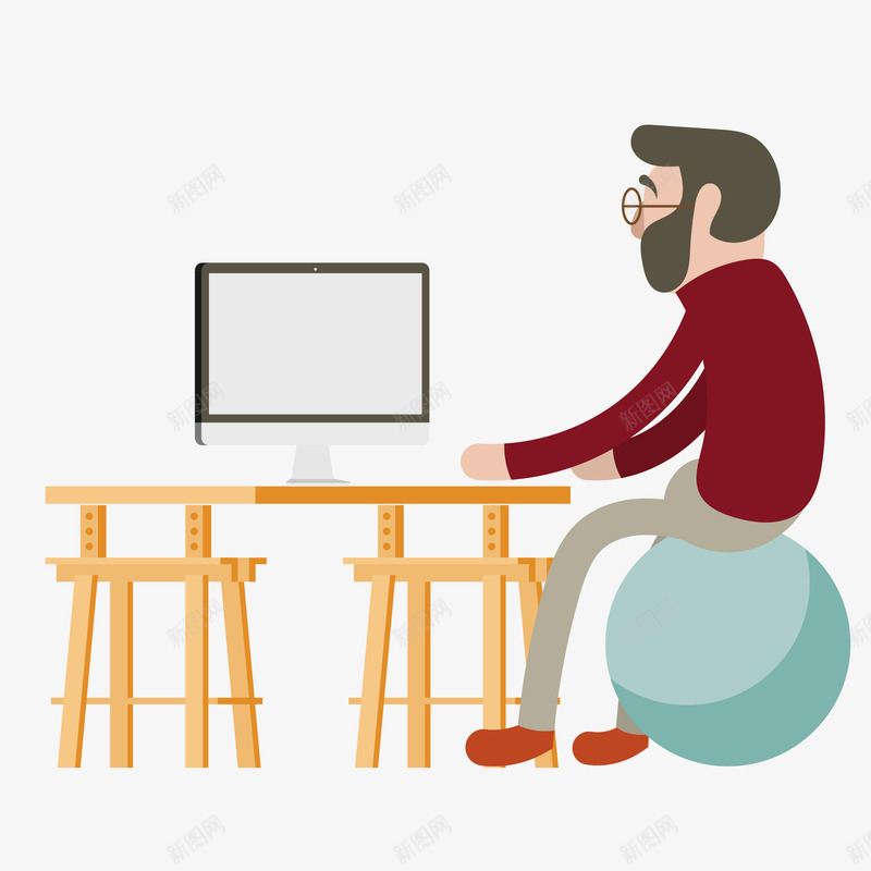 手绘认真工作男士矢量图eps免抠素材_新图网 https://ixintu.com 免扣Png 创意 卡通 工作 手绘 时尚 桌椅 玩电脑 计算机 矢量图
