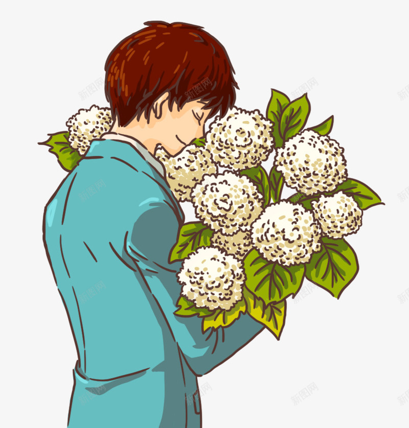 收到鲜花的男孩png免抠素材_新图网 https://ixintu.com 910 卡通手绘 小男孩背影 帅哥背影 教师节 男孩 老师 背影 鲜花