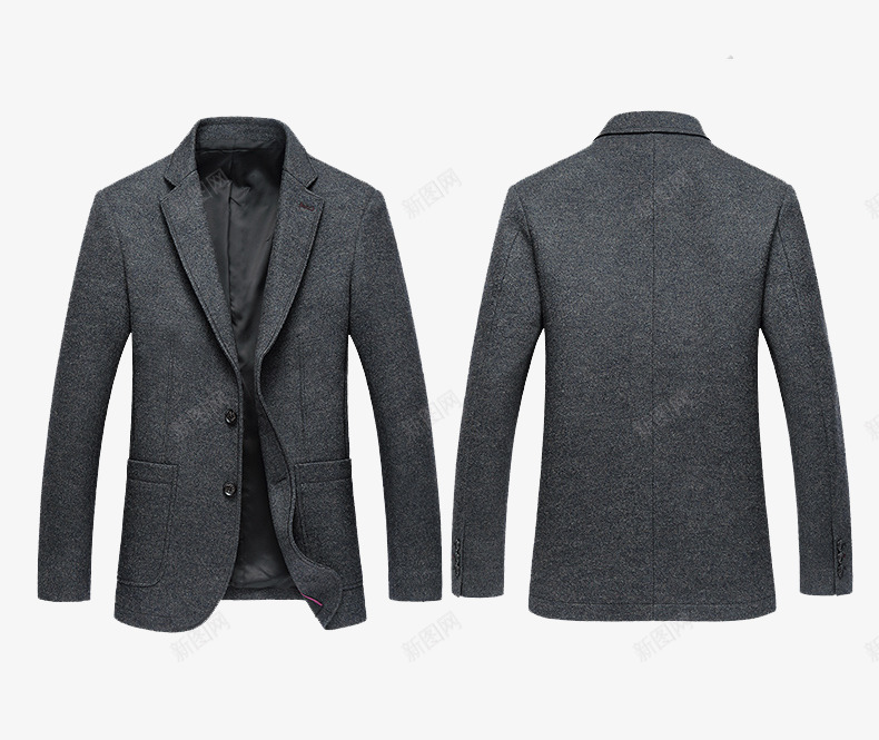 纯色羊毛西服png免抠素材_新图网 https://ixintu.com 产品实物 灰色西装外套 男士商务休闲西服 男装 纯色羊毛西服 西装外套 西装帽子