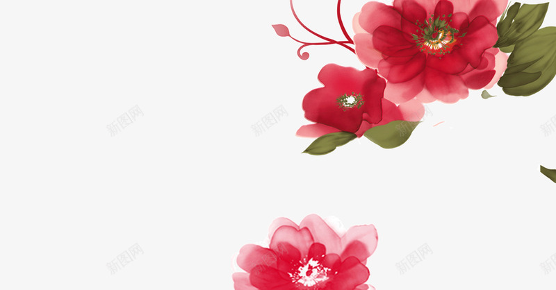 彩绘边角红花png免抠素材_新图网 https://ixintu.com 彩绘 红花 边角