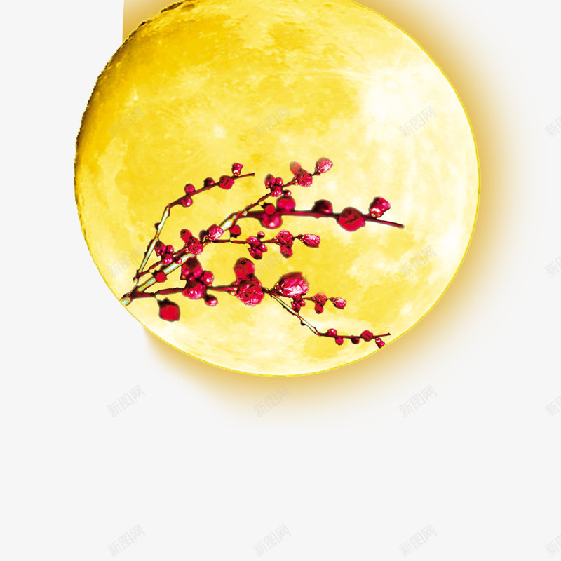 中秋月中花psd免抠素材_新图网 https://ixintu.com 中秋 月中花 月亮