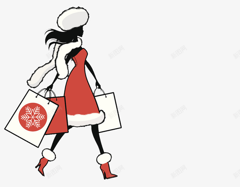 冬天时髦的女士拎购物袋走路png免抠素材_新图网 https://ixintu.com 冬天 卡通人物走路 女士 拎购物袋 时尚插图 时髦 走路