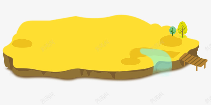 手绘土地草地元素png免抠素材_新图网 https://ixintu.com 扁平 手绘 草地 黄色