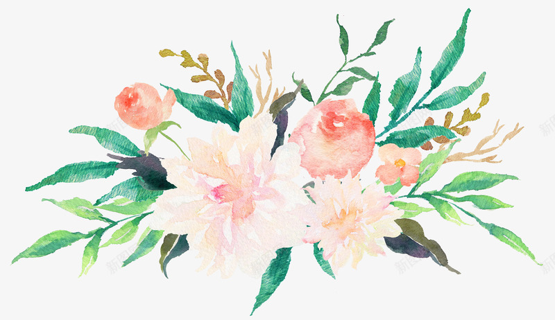 水彩浅色花png免抠素材_新图网 https://ixintu.com 水彩 淡粉 花