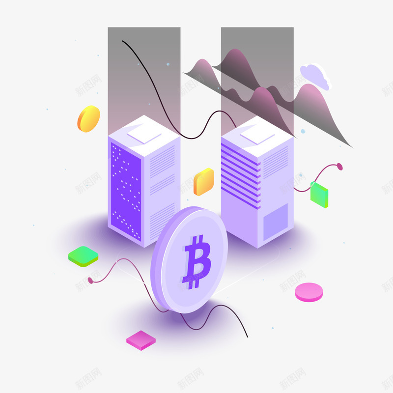 紫色创意比特币主机元素矢量图ai免抠素材_新图网 https://ixintu.com 分析 创意 数据 比特币 立体 紫色 起伏 金融 矢量图