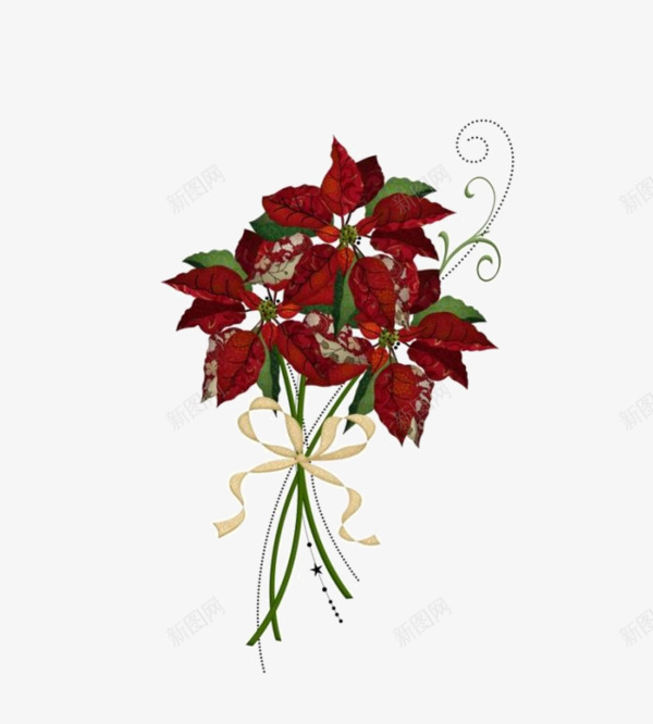 卡通造型花朵花束装饰png免抠素材_新图网 https://ixintu.com 卡通手绘 红花 花朵 花束 花灰 蝴蝶结