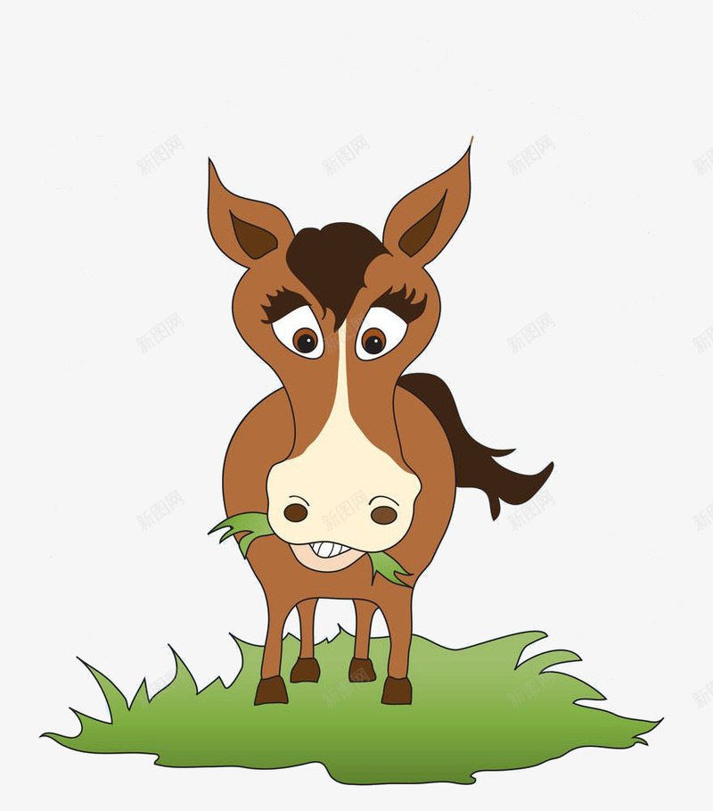 卡通马吃草png免抠素材_新图网 https://ixintu.com 免扣马 卡通 草地 马吃草素材