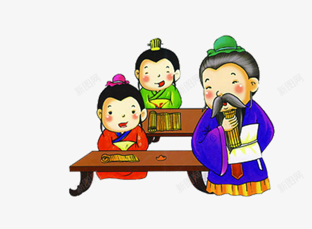 卡通古代男子png免抠素材_新图网 https://ixintu.com 书童 卡通 卡通古代男子 桌子