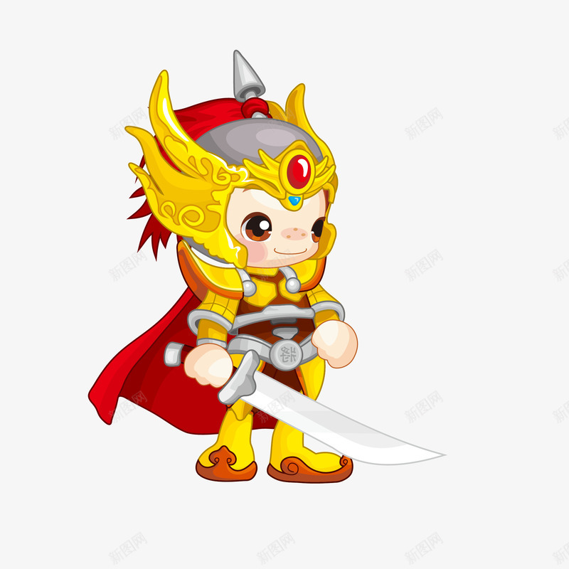 Q版帅气将军png免抠素材_新图网 https://ixintu.com Q版 png免抠图 中国风 古典 大刀 宝刀未老 帅气 战袍 手绘卡通
