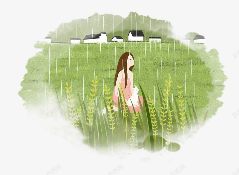 手绘插画谷雨节气小清新装饰插图png免抠素材_新图网 https://ixintu.com 小清新 微风细雨 手绘 插画 清风徐徐 清风徐来 绵绵细雨 节气 装饰插图 谷雨
