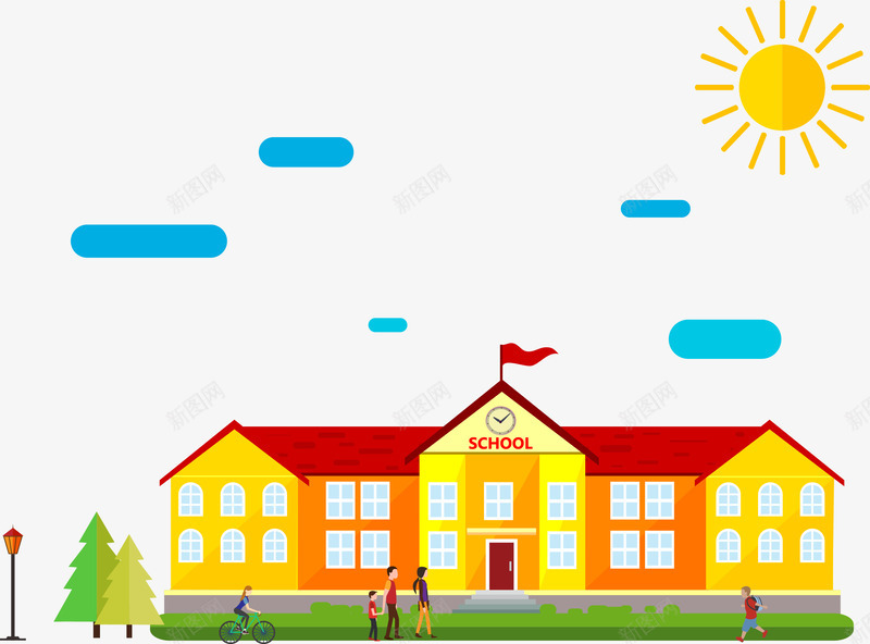 学校教学楼插图png免抠素材_新图网 https://ixintu.com 一栋教学楼 教学楼