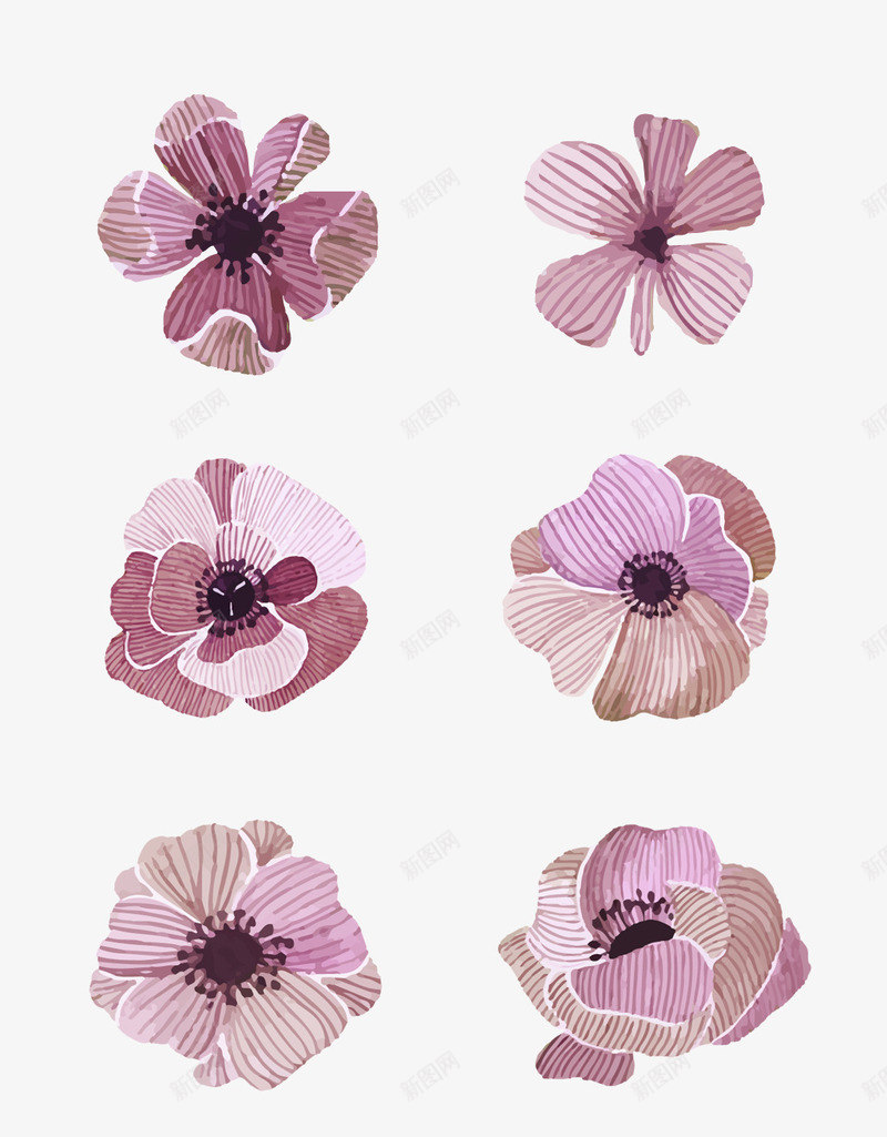 手绘紫色半干花朵psd免抠素材_新图网 https://ixintu.com 半干 手绘 紫色 花朵