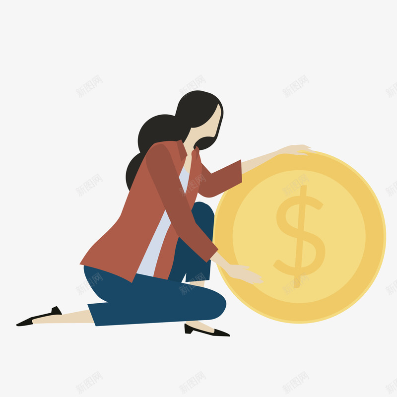 拿着金币的人物矢量图ai免抠素材_新图网 https://ixintu.com 人物设计 企业文化 卡通 财富大门 金币 矢量图
