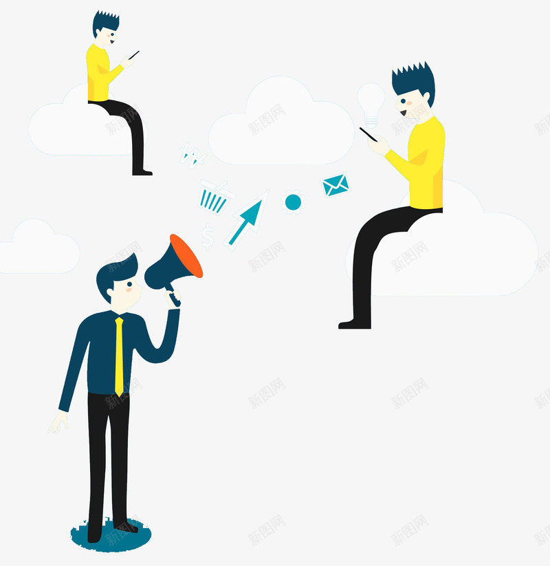 拿喇叭的人png免抠素材_新图网 https://ixintu.com 呐喊 商务 喇叭 水彩 男人 男士 箭头 蓝色