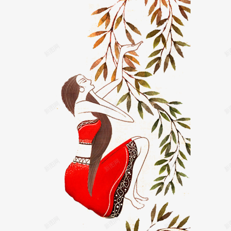 美女民族画png免抠素材_新图网 https://ixintu.com 千年瑶寨 少数民族 无框画 柳条 瑶族 瑶族特色 装饰画