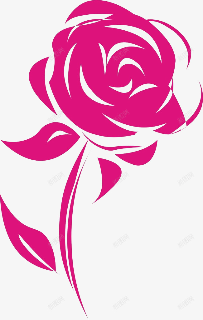 粉色玫瑰花剪影png免抠素材_新图网 https://ixintu.com 剪影 植物 粉红色
