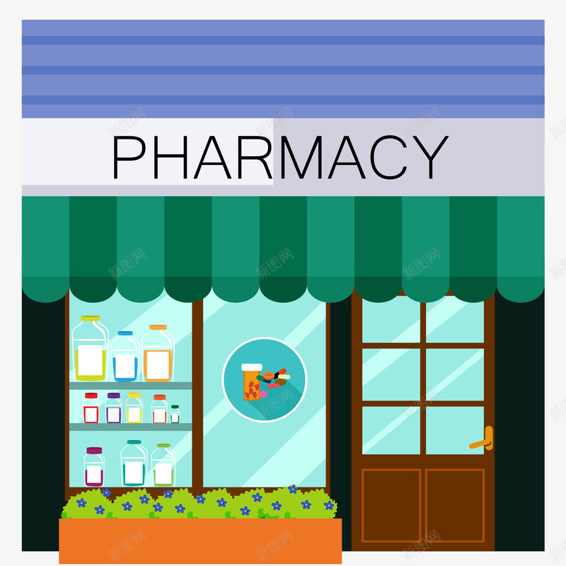卡通商店矢量图eps免抠素材_新图网 https://ixintu.com 卡通关门 卡通商店 商品 商店 植物 矢量商店 矢量图 门