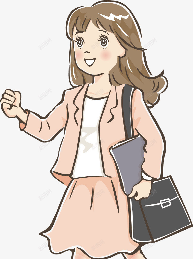 逛街购物的女孩矢量图ai免抠素材_新图网 https://ixintu.com 不规则图形 卡通手绘 女孩 开心 粉色 衣服 矢量图