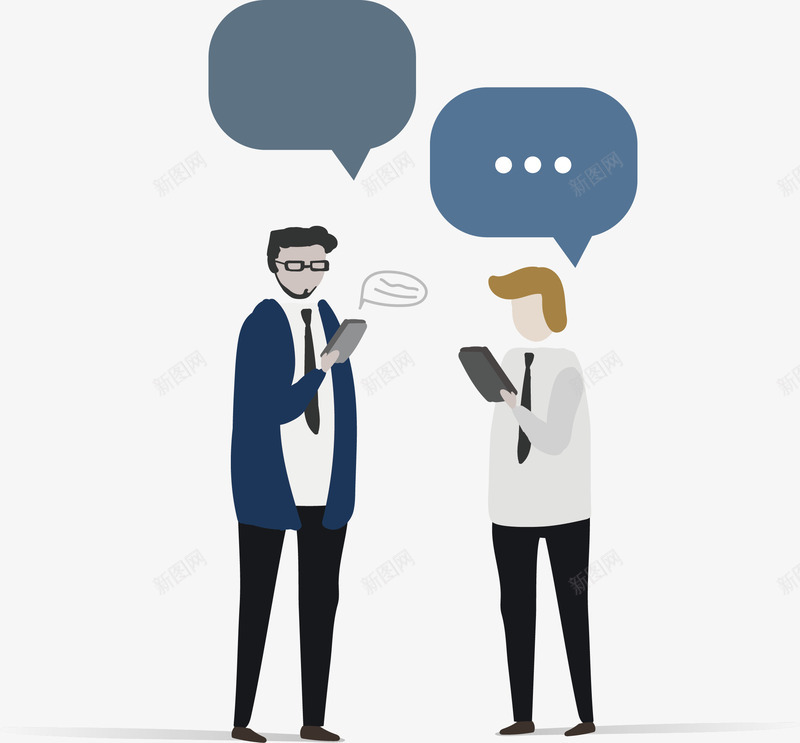商务对话的人矢量图ai免抠素材_新图网 https://ixintu.com 上班族 创意 办公 商务 对话框 成功人士 男士 矢量图